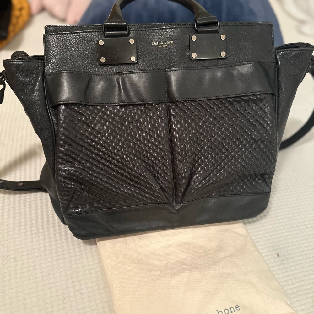 rag & bone Black Leather Briefcase